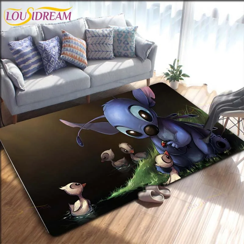 

Cartoon Anime Stitch Living Room Carpet Figure Bedroom Floor Mats Children's Play Carpet Kitchen Bathroom Non-slip Mat
