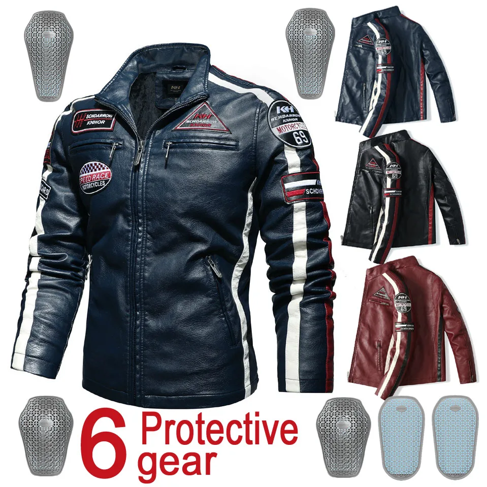 2022 Mens Winter Motorcycle Jacket PU Jacket Thick Warm Men's Plus velvet New Fashion Windproof Leather Coat Male M L XL 2XL 4XL