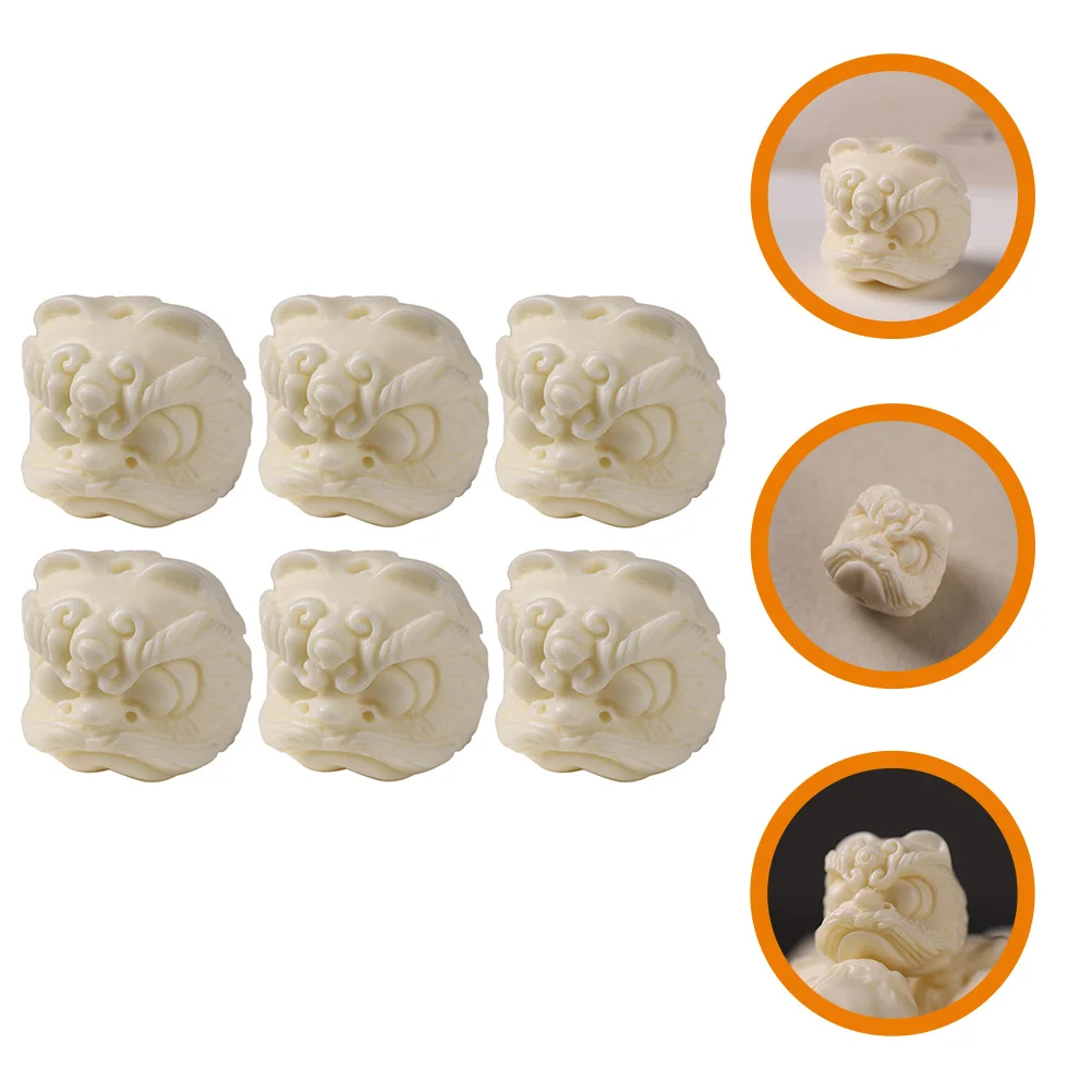 

6pcs Lion Heads Shaped Spacer Beads Resin Beads for Jewelry Crafts Making