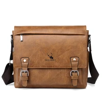 mens shoulder bag pu leather messenger bag business travel crossbody pack satchel side bag casual handbag for men working
