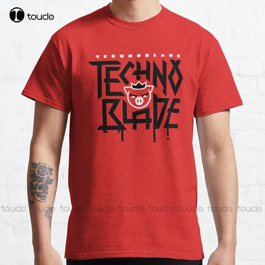 

Technoblade Logo Classic T-Shirt Boys Shirts Custom Aldult Teen Unisex Digital Printing Tee Shirts Xs-5Xl Breathable Cotton New