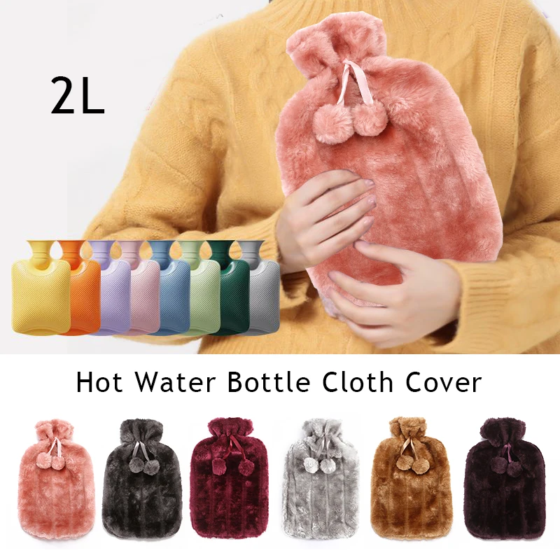 2000ml Hot Water Bottles Cover Solid Color Thermos Soft Knitted Protective Cover Removable Washable Winter Hand Warmer Supplies images - 6