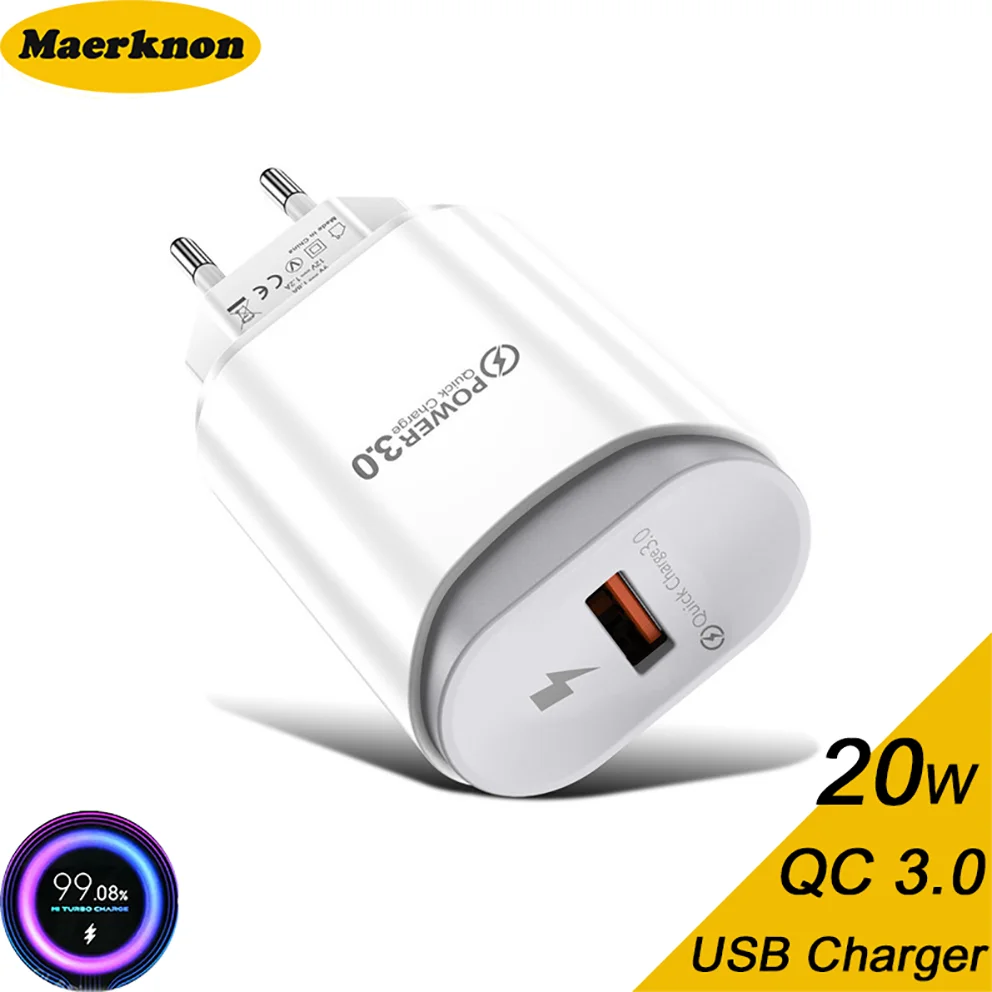 

20W USB Fast Charger Quick Charge3.0 Wall Phone Charger Adapter For Xiaomi iPhone 14 13 Pro Max Samsung S23 Ultra OnePlus 11 9t