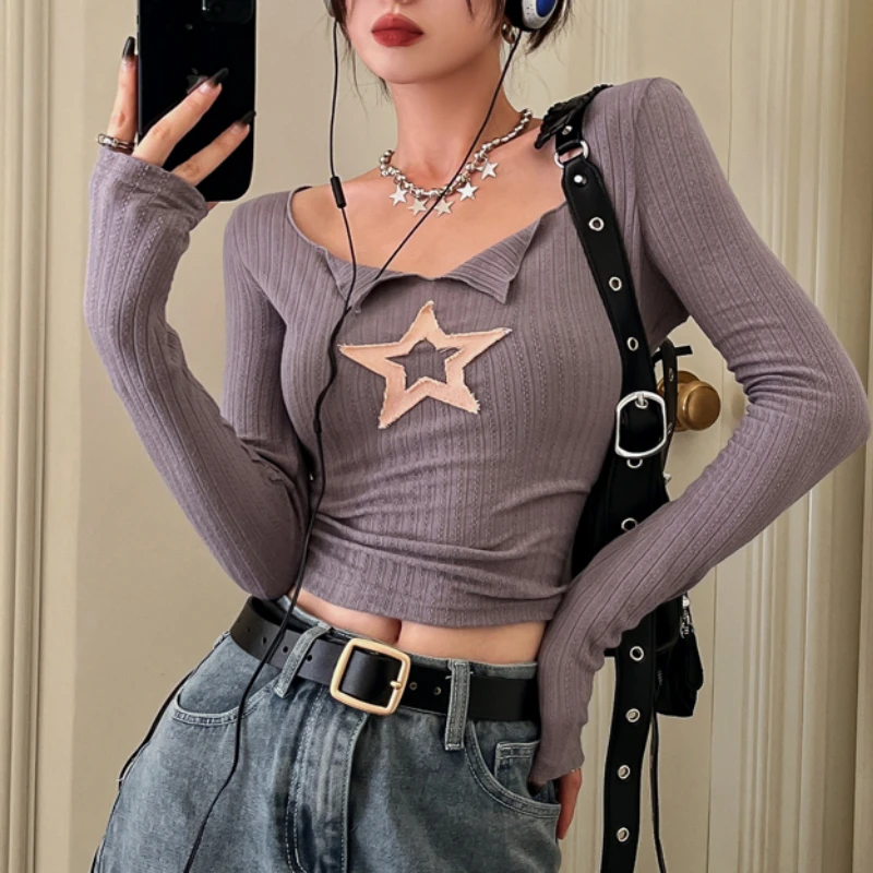 

Женская Винтажная футболка с длинным рукавом, в стиле Харадзюку