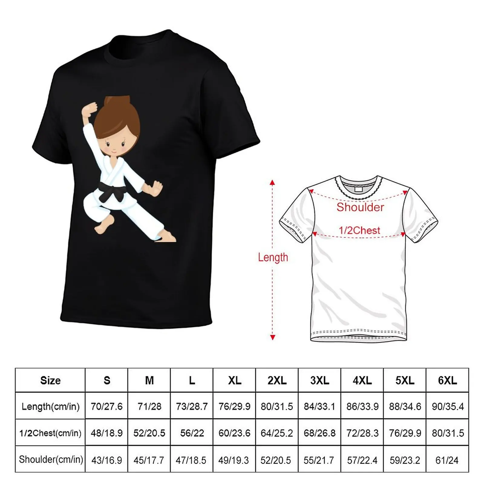 Футболка Karate Girl Brown Hair T-Shirt, простая повседневная футболка с короткими рукавами (art.: 3920dbee1fadc) - 3920dbee1fadc