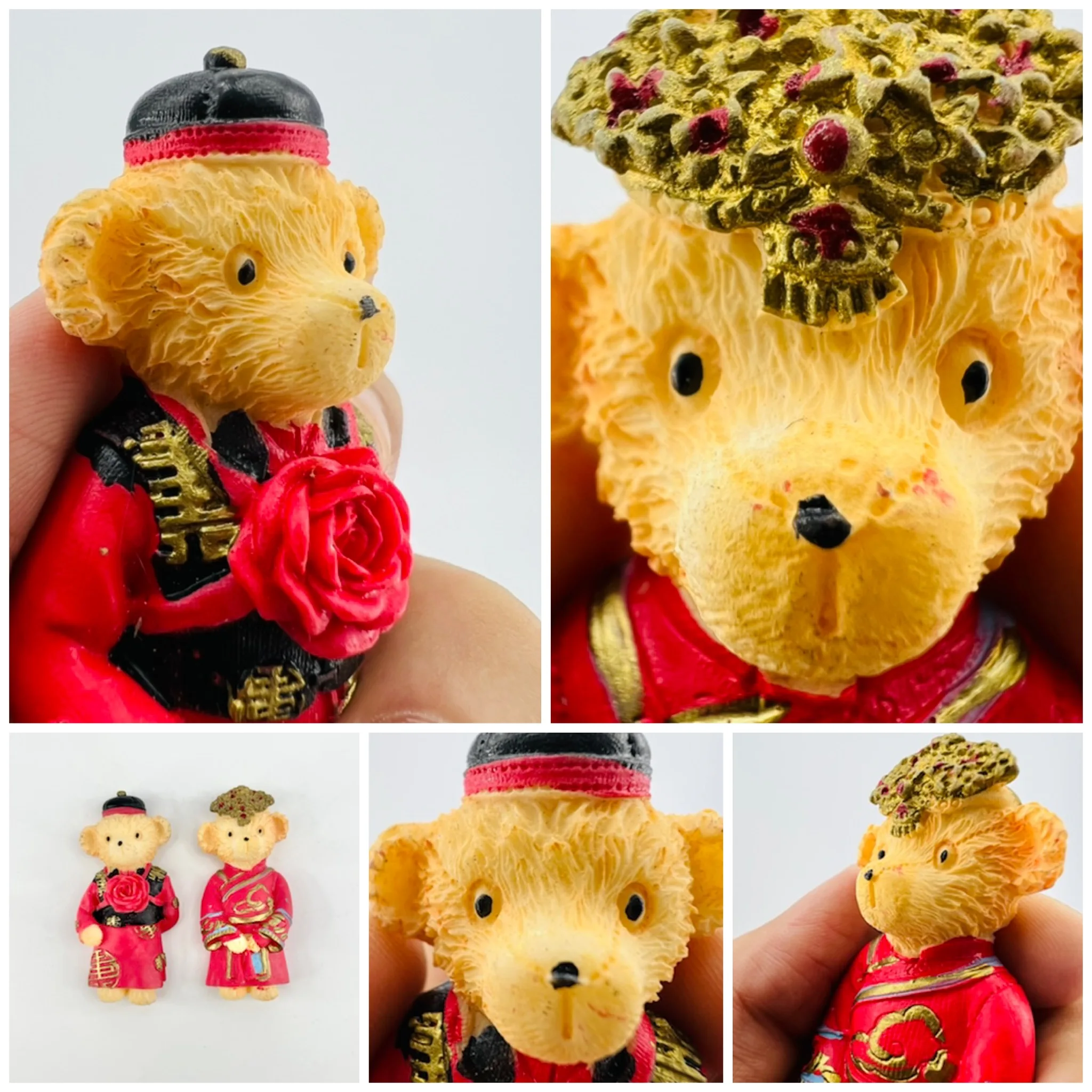 

Ethnic costume bear refrigerator stickers cute cartoon artificially painted colorful gifts for children travel souvenirs