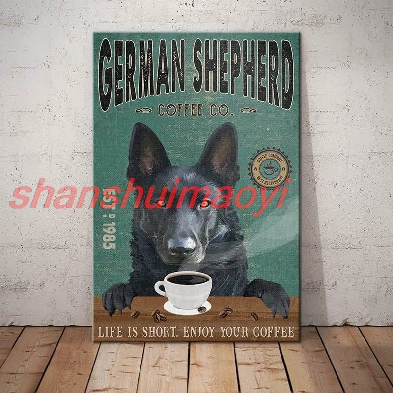 Металлические знаки CCPARTON черная немецкая овчарка знак кофейной компании