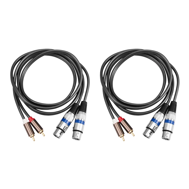 

2X Hifi Audio Cable 2 Rca Male To Xlr 3 Pin Female Mixing Console Amplifier Dual Xlr To Dual Rca Shileded Cable 1.5M