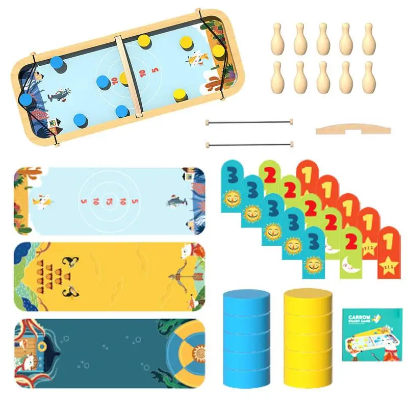 

Деревянная настольная игра для детей 4 в 1, деревянная быстрая слинг-шайба, Настольная портативная Рогатка, хоккейная игра, Настольная битва,...