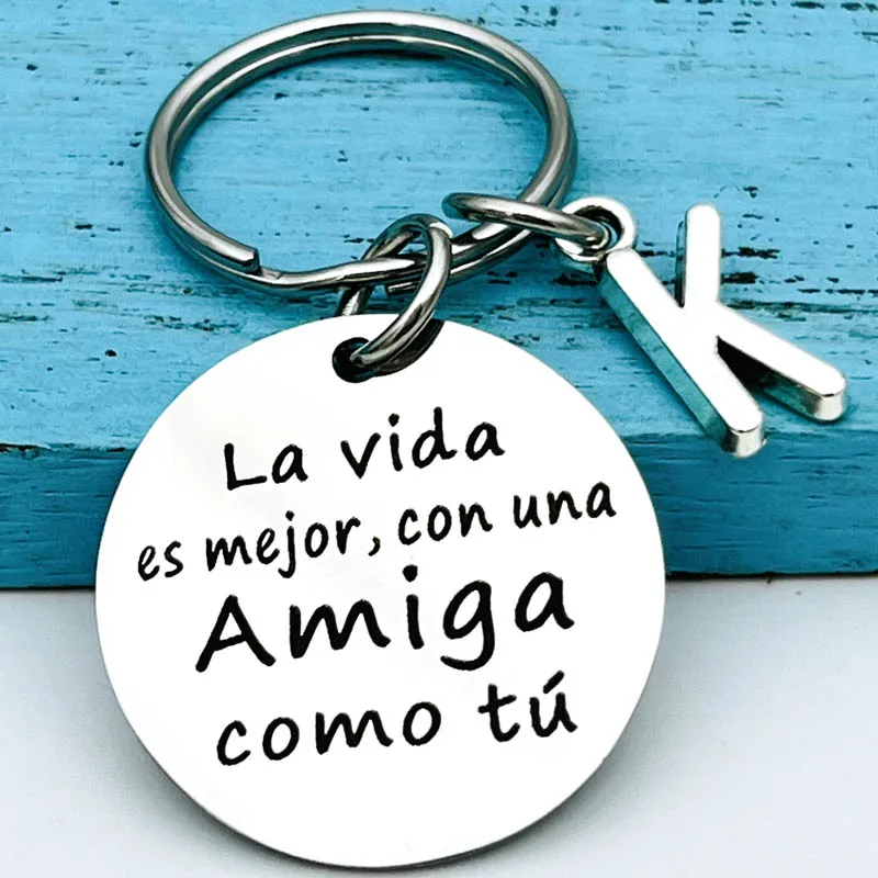 

Spanish Amiga Keychain Best Friend Gift Friendship Keychain Birthday Gift for Sister Brother