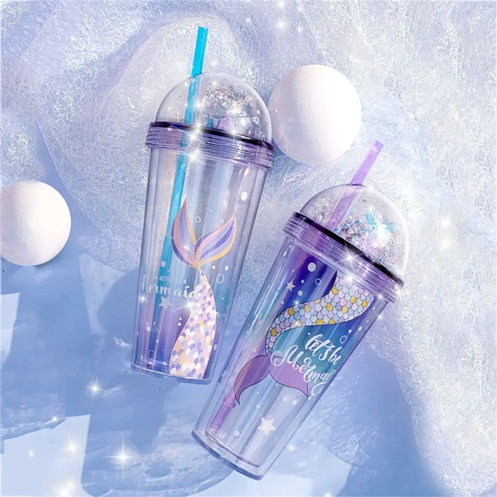 

420ml Portable With Straw Reusable Drinkware Juice Tea Milk Mug Smoothie Cup Drinking Cup Double Wall Water Bottle