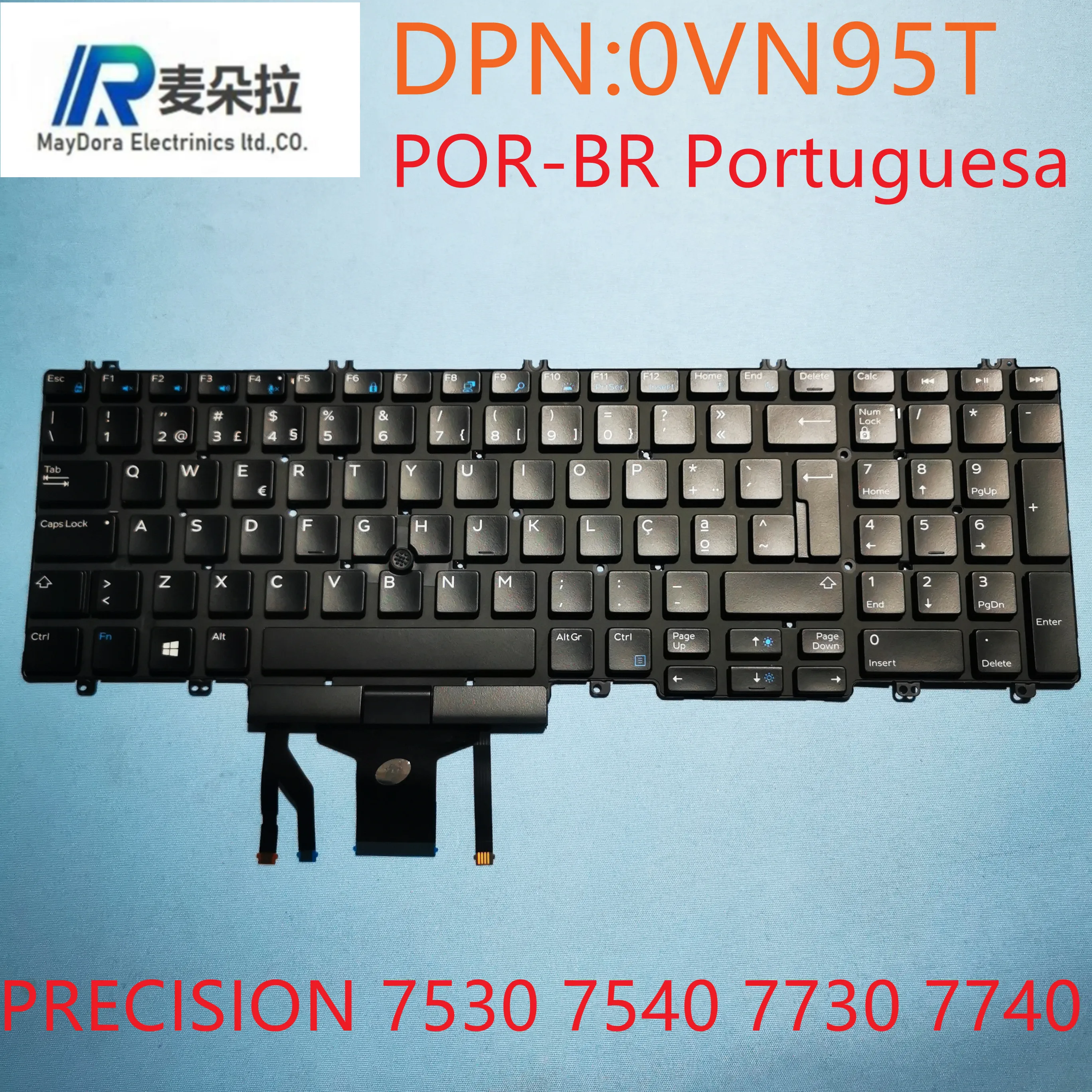 

PO-PT BR Portugal Backlight keyboard for DELL PRECISION 7530 7540 7730 7740 Laptop with truckpoint 0VN95T