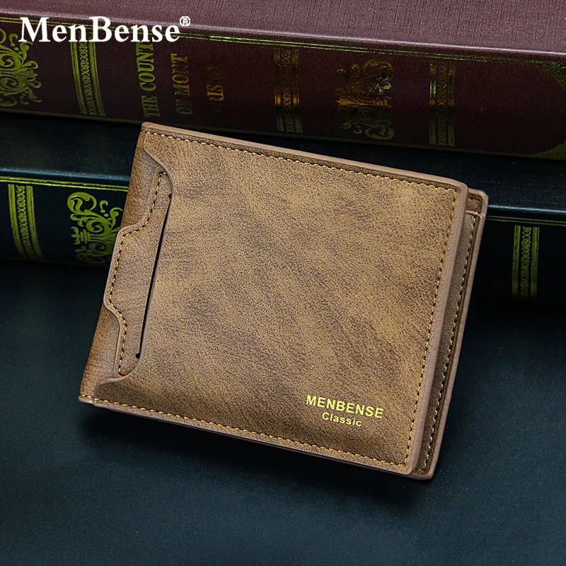 2023 Classic Men's Wallets Vintage Genuine PU Leather Wallet RFID Anti Theft Short Fold Business Card Holder Purse Wallet Man