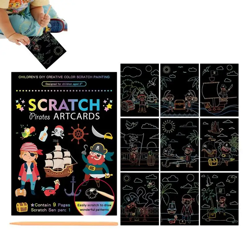 

Scratch Paper Art Set Rainbow Magic Scratch Off Paper Set Scraping Painting Toy DIY Graffiti Book Painting Drawing Toys Gifts