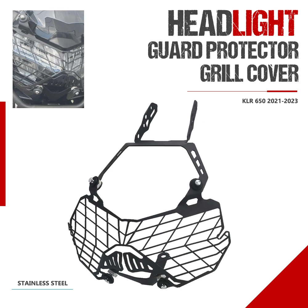 

For Kawasaki KLR650 2021-2022-2023 Motorcycle Accessories Headlight Protector Guard Front Head Lamp Grill Protection Cover
