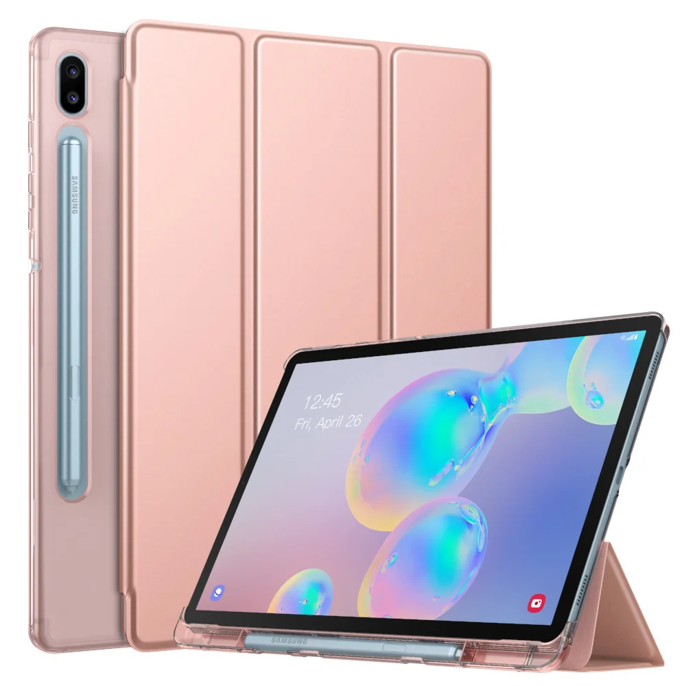 

Чехол для Samsung Galaxy Tab S6 10,5 2019, Ультратонкий чехол-подставка тройного сложения с матовой задней крышкой и автоматическим пробуждением и спящи...