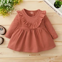 spring autumn toddler baby girls dress solid color simple girls home dress children dresses casual kids loose dresses clothing