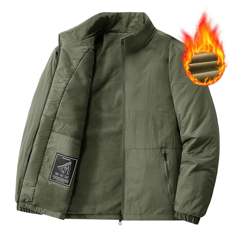 Новинка Осень-зима 2024 модный однотонный утепленный мужской блейзер из флиса