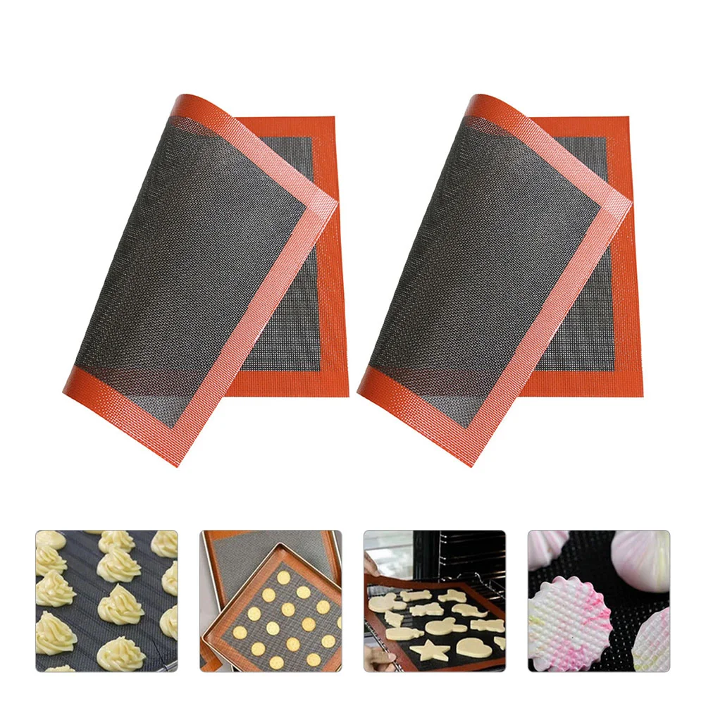 

2 Pcs Baking Mat Glass Bakeware Baking Sheet Liner Nonstick Oven Baking Sheet Baking Pad Silica Gel Fiber Grill Roast Pizza