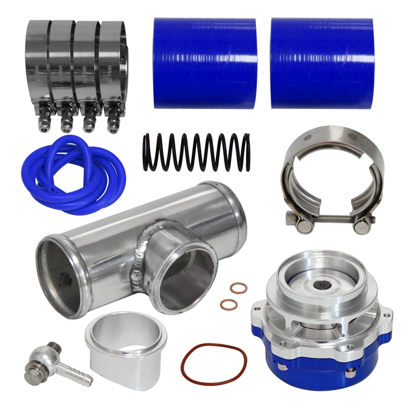 

50 мм 35PSI Boost V-Band Turbo Blow Off Valve с наружным диаметром 2,36 дюйма, комплект шлангов для труб с фланцем, черный/синий/красный