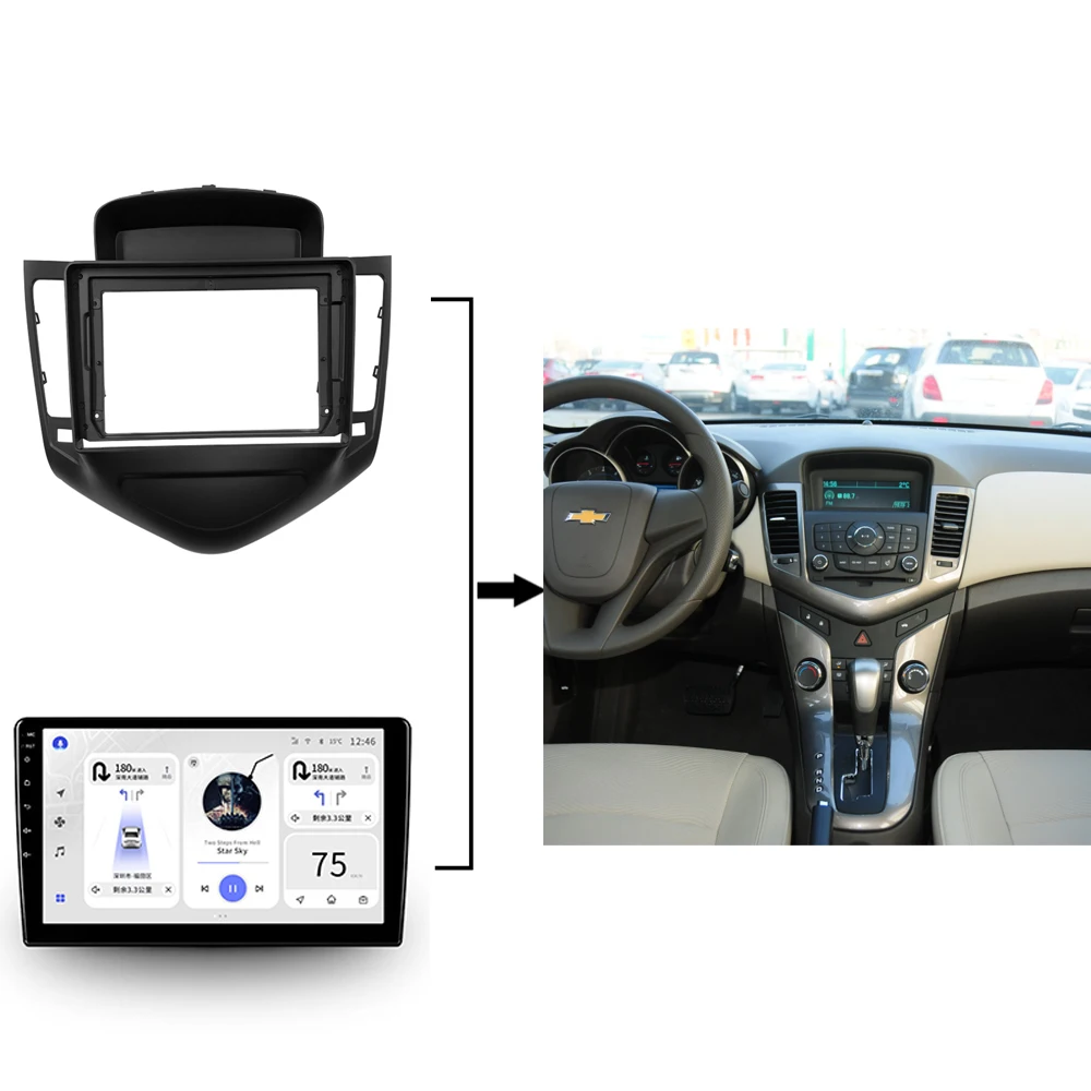 

9-дюймовая радиопанель для Chevrolet Cruze 2013, двойная Din стереопанель, установка для крепления приборной панели, комплект отделки, рамка GPS