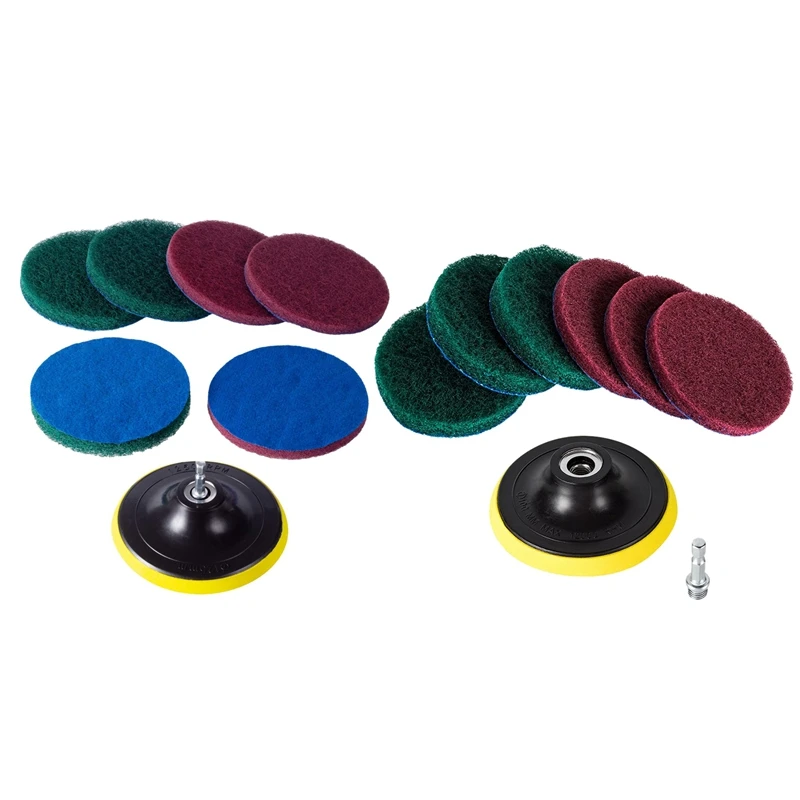 

2 Set Drill Power Brush Tile Scrubber Scouring Pads Cleaning Kit, Heavy Duty Household Cleaning Tool - 5 Inch & 4 Inch