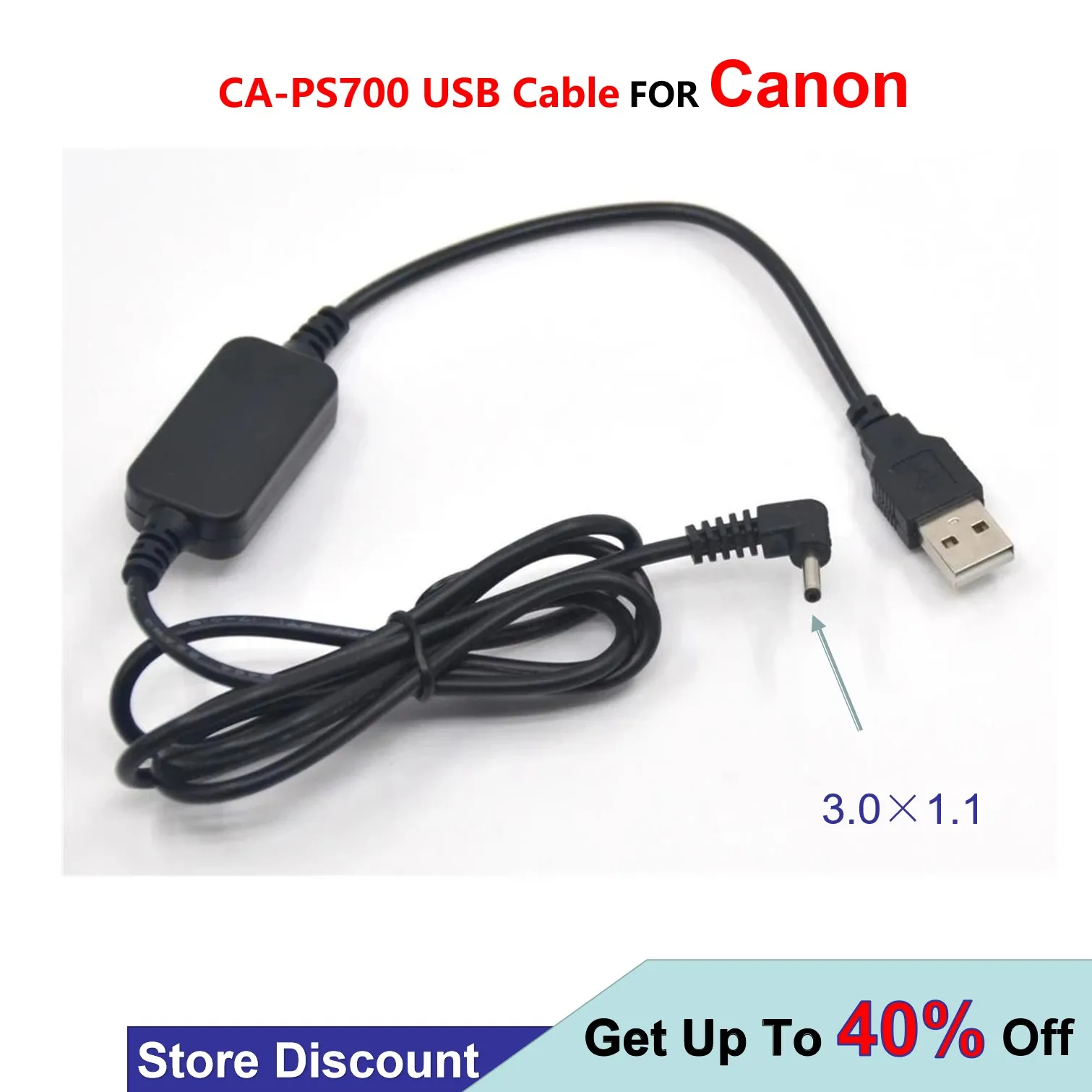 

CA-PS700 Power Bank USB Cable For Canon LP-E10 E8 E5 LP-E12 DR-E10 DR-E12 E8 E15 E17 DR-50 80 NB-7L NB-10L NB-2LH Dummy Battery