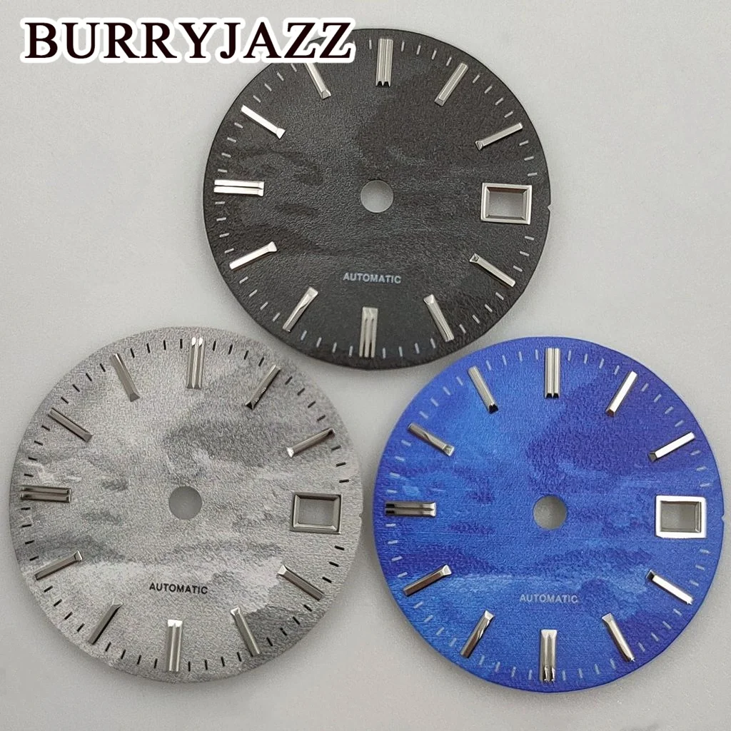 

Циферблат для часов BURRYJAZZ, 28,5 мм, черный, серый, синий, стерильный циферблат, подходит для движений NH35, для 3 часов, 3,8 часов, 4 часа, стандартная Корона