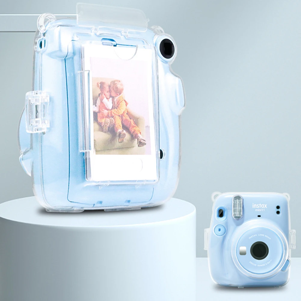 

Crystal Transparent Soft Protective Case Cover Instant Camera Storage Carry Bags with Lanyard Sticker Kits for Instax Mini 11