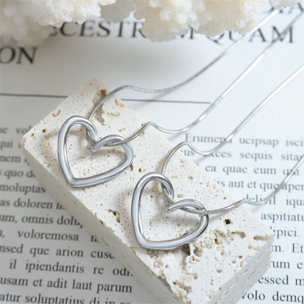 Женское ожерелье с подвеской в виде сердца из нержавеющей стали