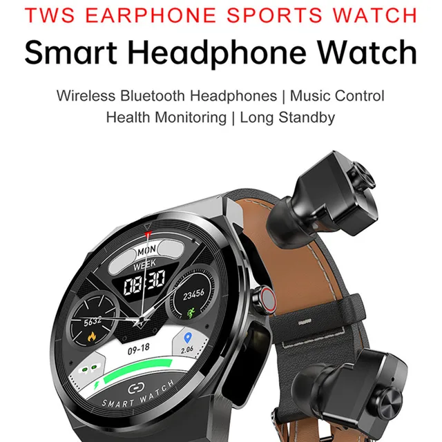 JM08 Smart Watch TWS Wireless Headset HIFI Stereo Sound Bluetooth Call Earphone Heart Rate Blood Pressure Monitor Smartwatch 2