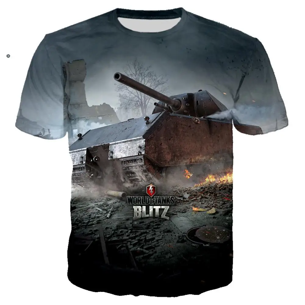 

Футболка мужская оверсайз в стиле милитари, модная тенниска с 3D-принтом «Мир танков» и игрой, уличная одежда, лето 2023