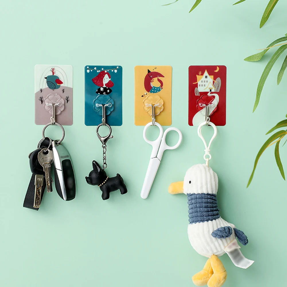 

1PC Cute Hanger Hook Wall Hanging Wall Kitchen Household Non-perforated Suction Rack Seamless Cartoon Sticky Hook Children Room