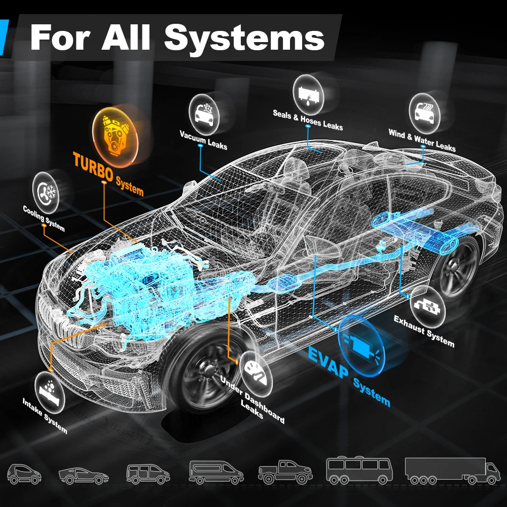 Автомобильный детектор утечки дыма NEXAS SE509 DUAL MODE EVAP TURBO со встроенным 2 воздушными
