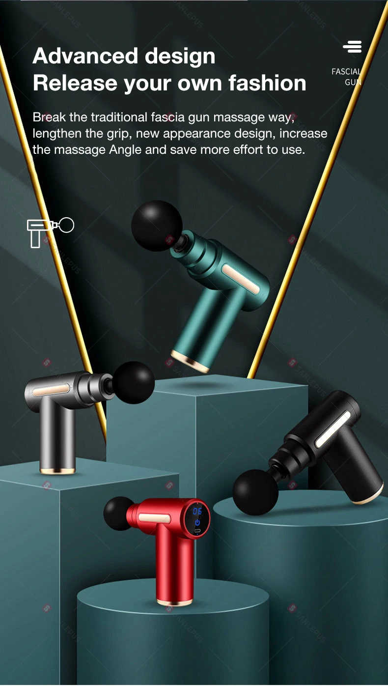 Электрический массажный пистолет SANLEPUS с ЖК-дисплеем для снятия боли в шее и спине
