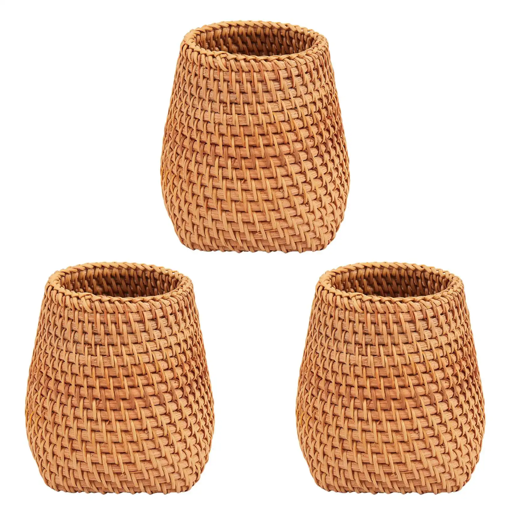 

3X Rattan Chopsticks Tube Shovel Spoons Bucket Dinner Knives Forks Tableware Baskets Organizer C