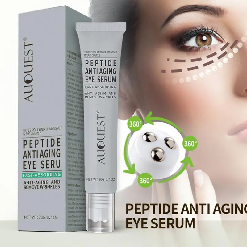 

Anti Aging Eye Cream With Roller Massager Peptide Extract Eye Serum Hyaluronic Acid Cream For Dark Circles Eye Bags & Puffiness