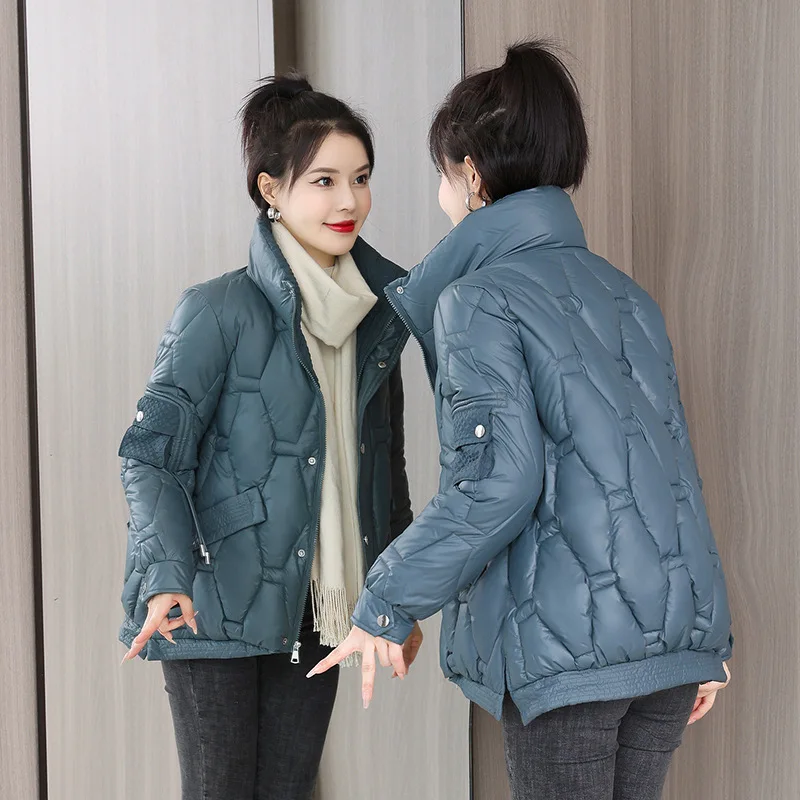 PinkyIsBlack Winter Jacket Women Short Thicken Down Coat Stand Collar Bright Elegant Outerwear 2022 Korean Fashion Female Parkas