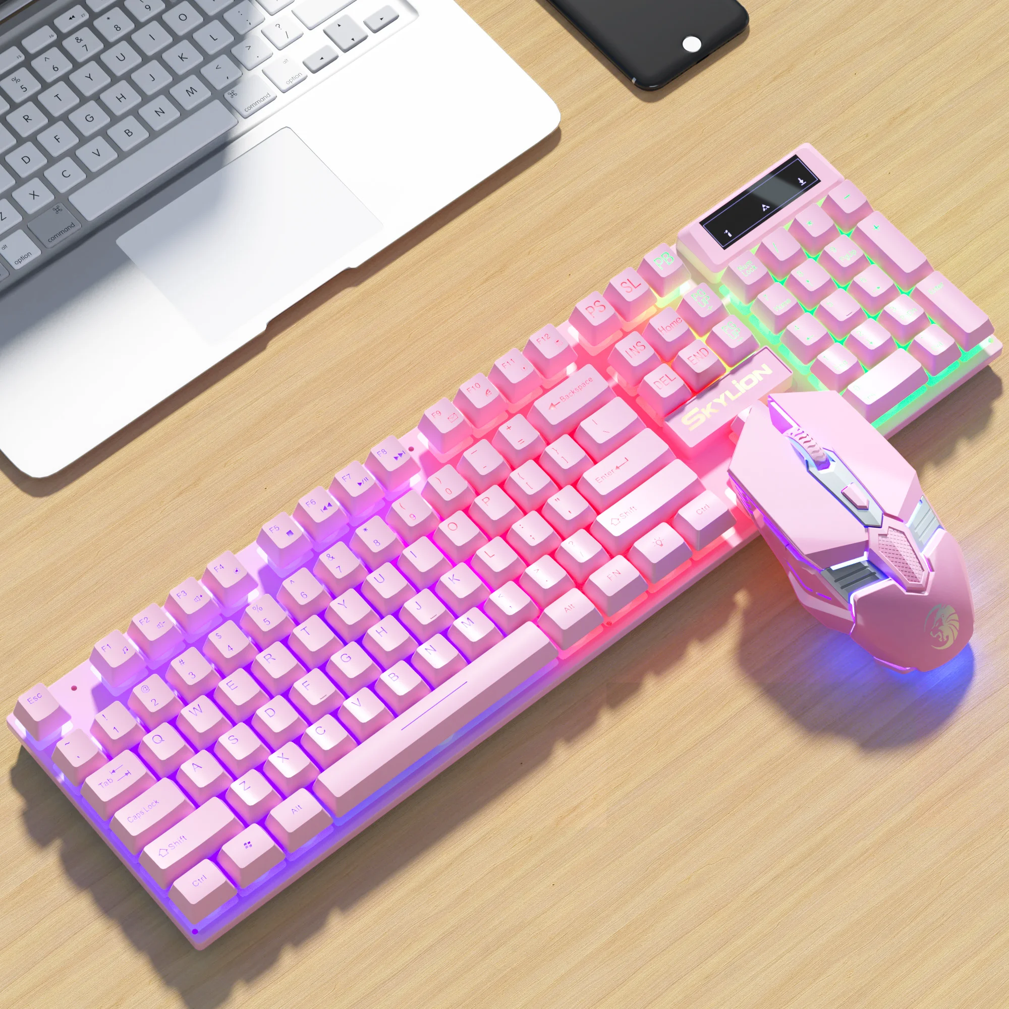 Клавиатура проводная с RGB-подсветкой и колпачками для клавиш 104 - купить по