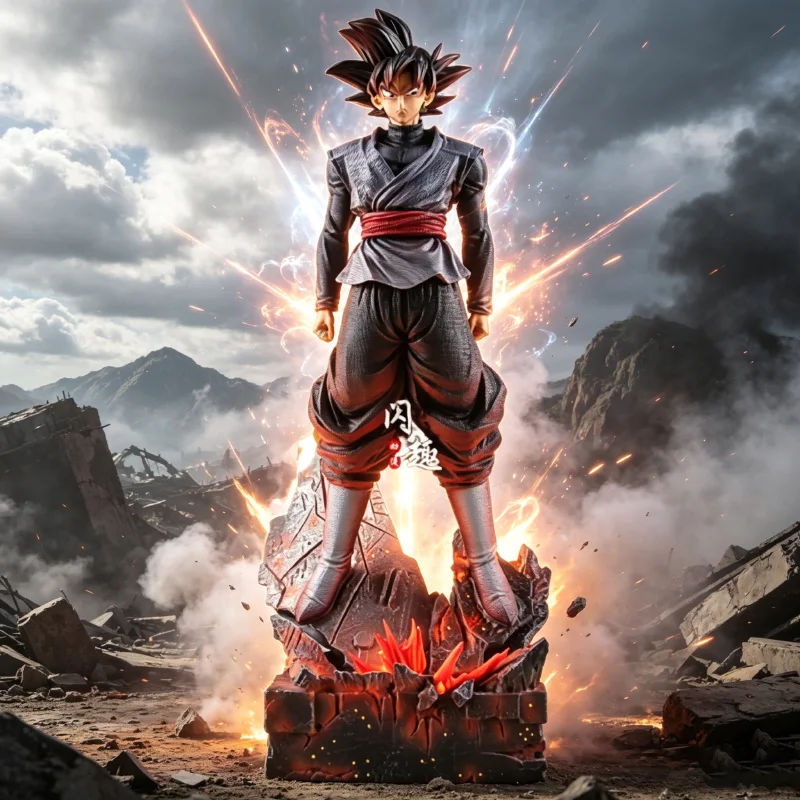 Фото Фигурка Сон Гоку 37 см, черная, Dragon Ball Z, DBZ SSJ, коллекционная аниме-статуэтка Супер Сайян, GK-статуя, украшение №1