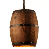 loft style wood barrel pendant lamp dining room lamp bar cafe culb decoration lamp retro industrial led bulb cord pendant