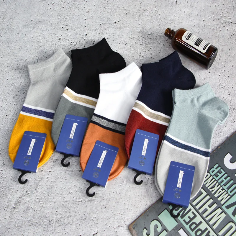 10 Pairs Men Cotton Short Socks Fashion Striped Printed Socks Summer Breathable Ankle Socks Low Cut Invisible Socks Outwork