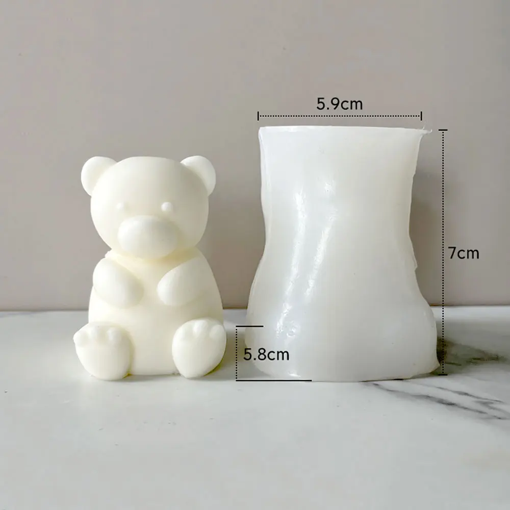 For fun 3D Cute Cartoon Bear Silicone Candle Mold Diy Handmade Soap Plaster Ice Cube Baking Mold Birthday Party Gift Making Mold images - 6