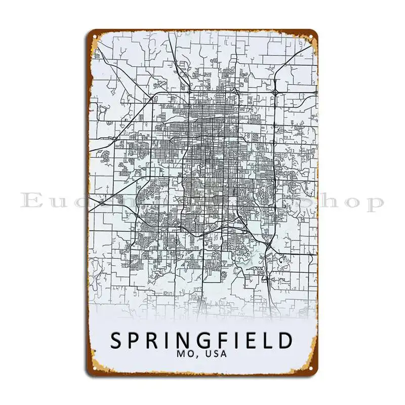 

Springfield USA City Map Metal Plaque Poster Wall Cave Rusty Cinema Kitchen Customize Tin Sign Poster