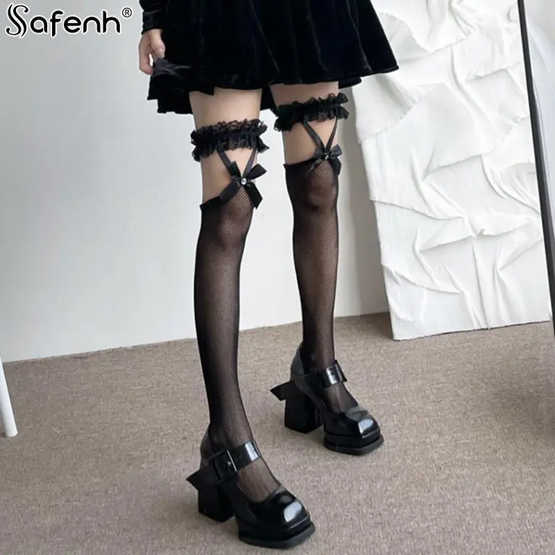 

Punk Sexy Tights Women Mesh Fishnet Stockings Club Party Super Elastic Pantyhose Suspender Calcetines Anti-Snagging Stocks