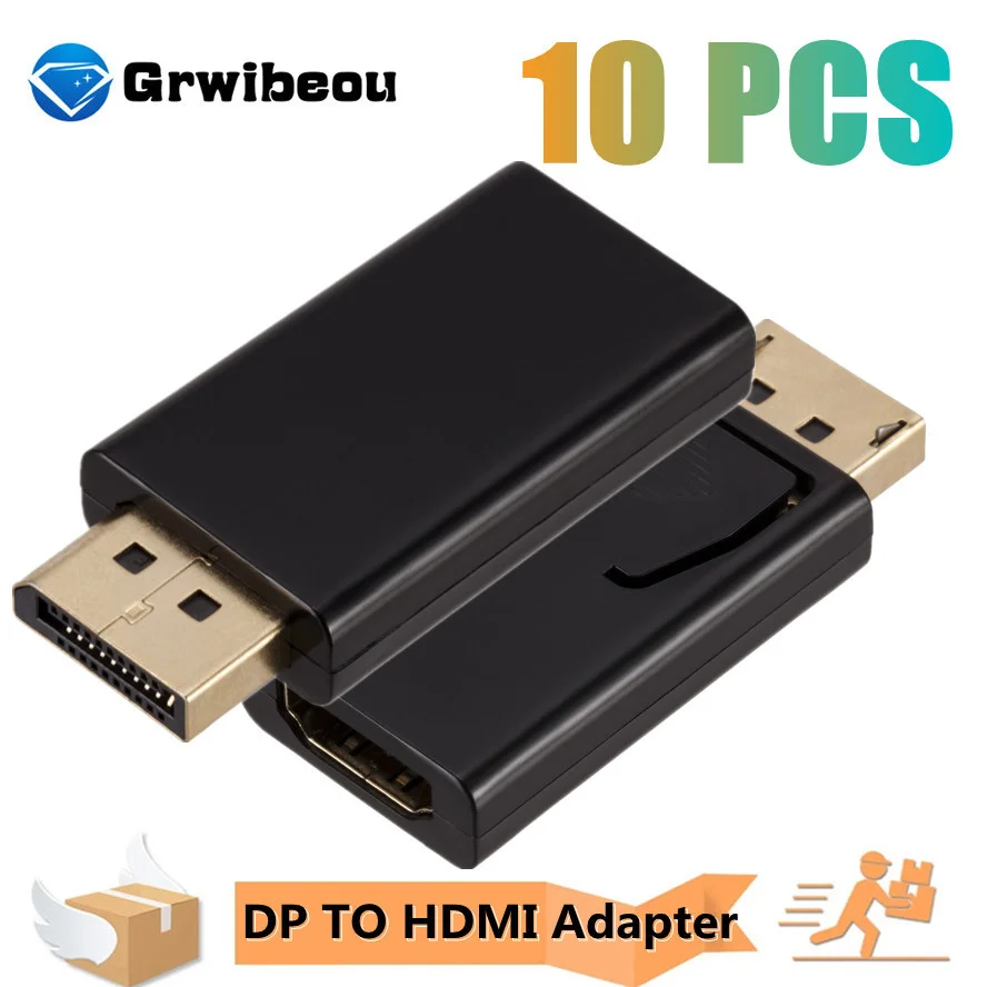 

10PCS 1080P DisplayPort to HDMI-compatible Adapter Converter Display Port Male DP to Female HD TV Cable Adapter Video For PC TV