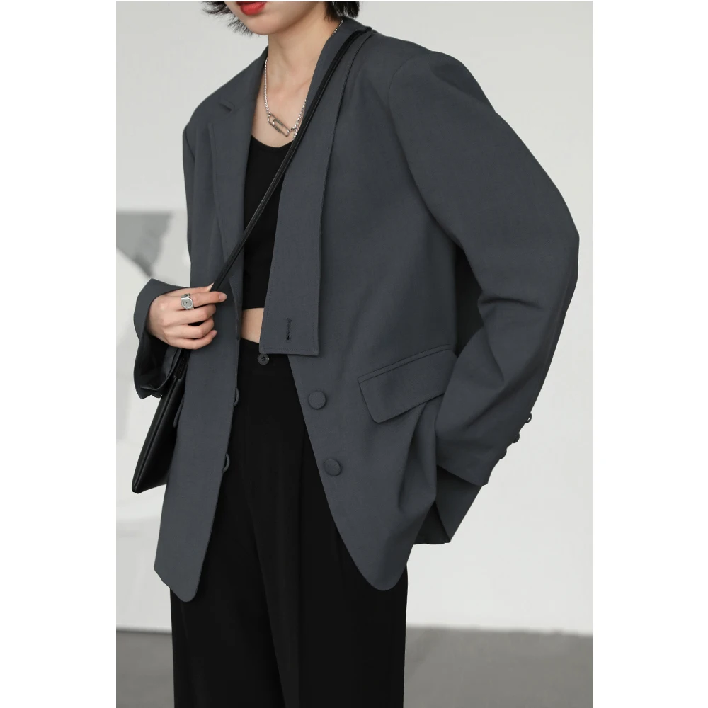 Женский короткий Блейзер в Корейском стиле Простой повседневный однотонный