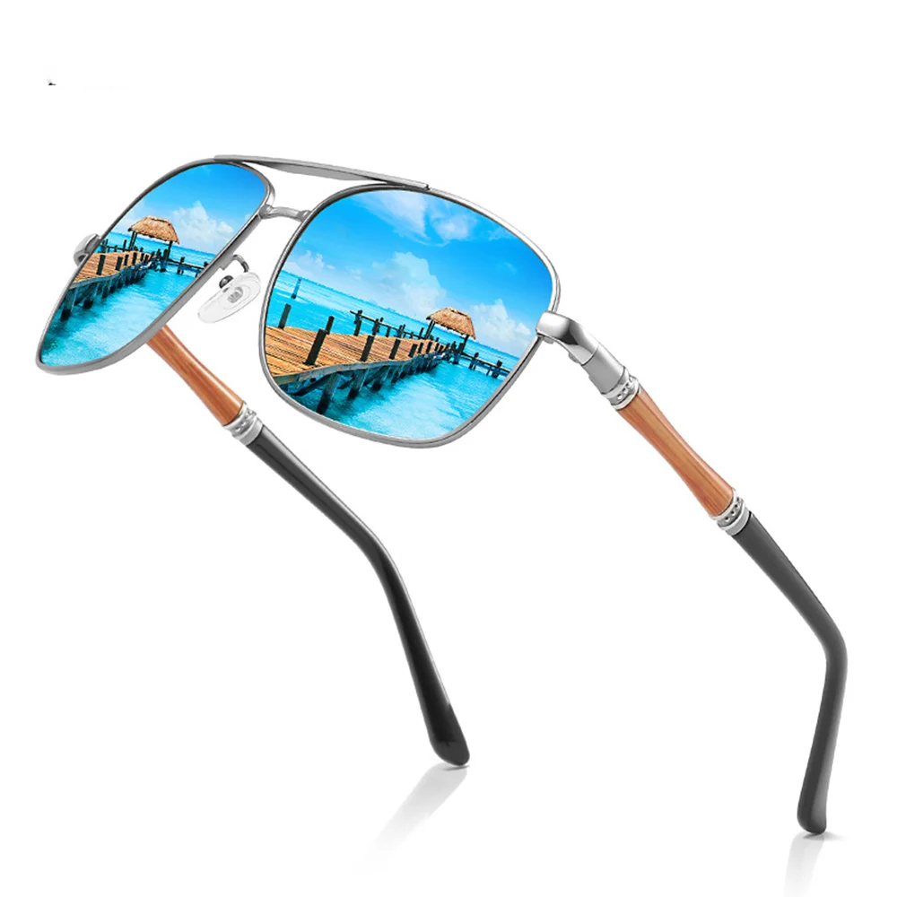 

Al-mg Alloy Double Bridge Wood Temple Sun Glasses Polarized Mirror Sunglasses Custom Made Myopia Minus Prescription Lens-1to-6