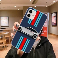 martini racing horizontal stripe phone case transparent for iphone 13 12 pro mini xs max 6 8 7 plus x xr iphone 11 phone covers