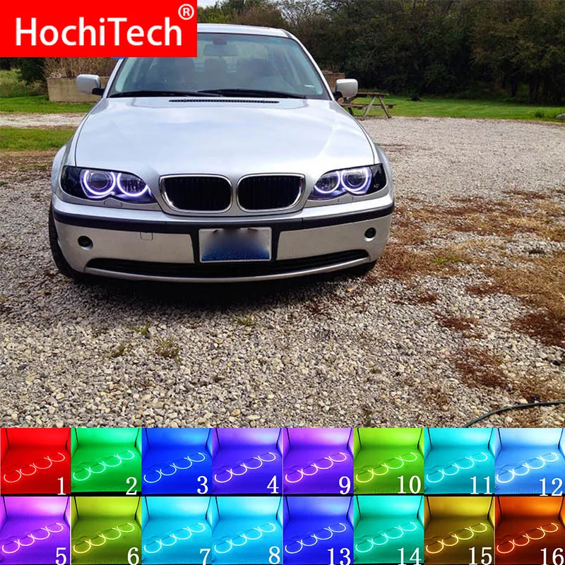 

For BMW E46 With PROJECTORS 1998-2005 Accessories Headlight Multi-color RGB LED Angel Eyes Halo Ring Eye DRL RF Remote Control